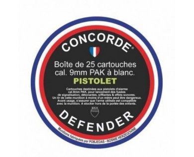 Boite De 25 Cartouches Concorde Defender 9mm Pak 