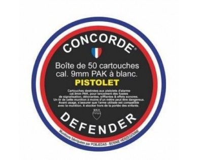 Boite De 50 Cartouches Concorde Defender 9mm Pak 