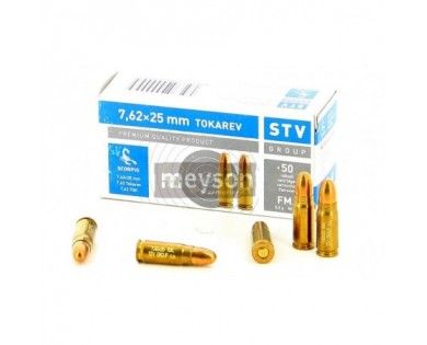 Munitions STV calibre 7,62x25mm Tokarev 85 grains FMJ 