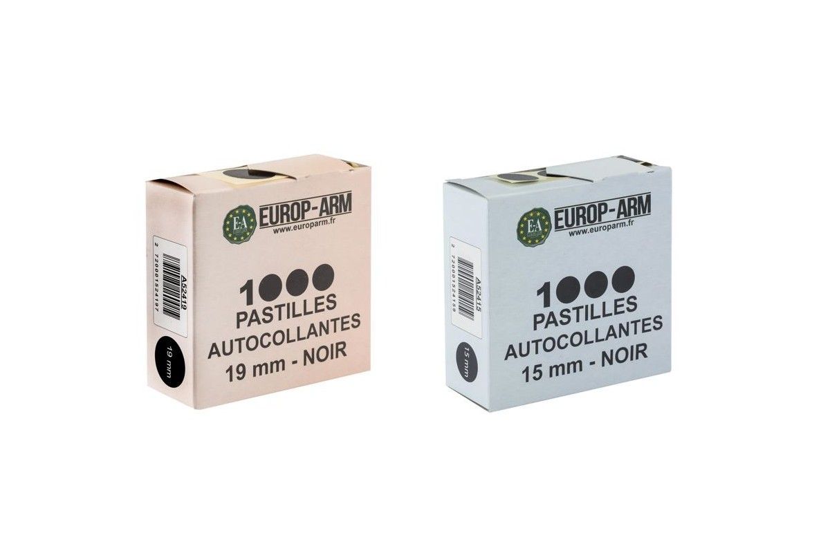 Pastilles autocollantes diam. 15 ou 19 mm Noir ou blanc