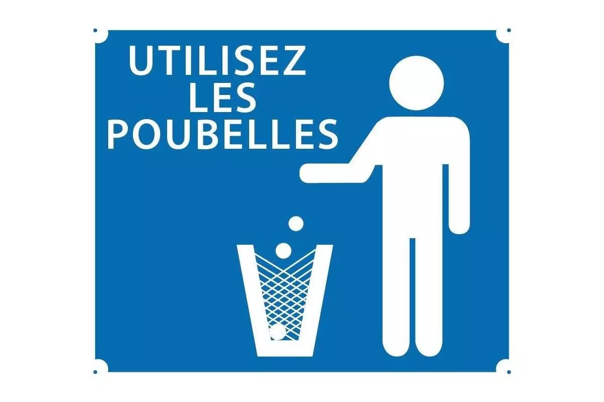 Panneau ''Utilisez les poubelles'' 30 x 25 cm 