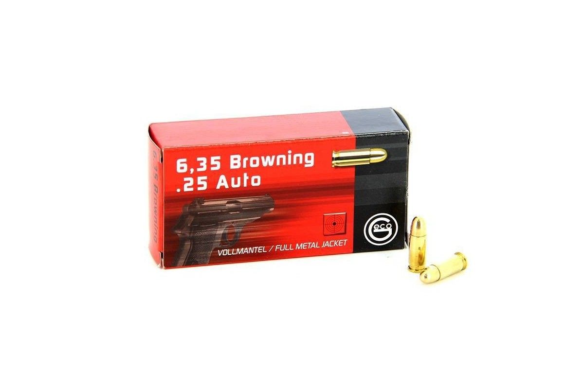 Munitions Geco FMJ calibre 6,35 Browning - 25 ACP 49 grs boîte de 50 Munitions Geco FMJ calibre 6,35 Browning - 25 ACP 49 grs boîte de 50