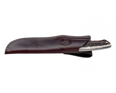 Couteau Hunter - Lame 120mm - Manche Bois de cerf - Etui cuir Böker 
