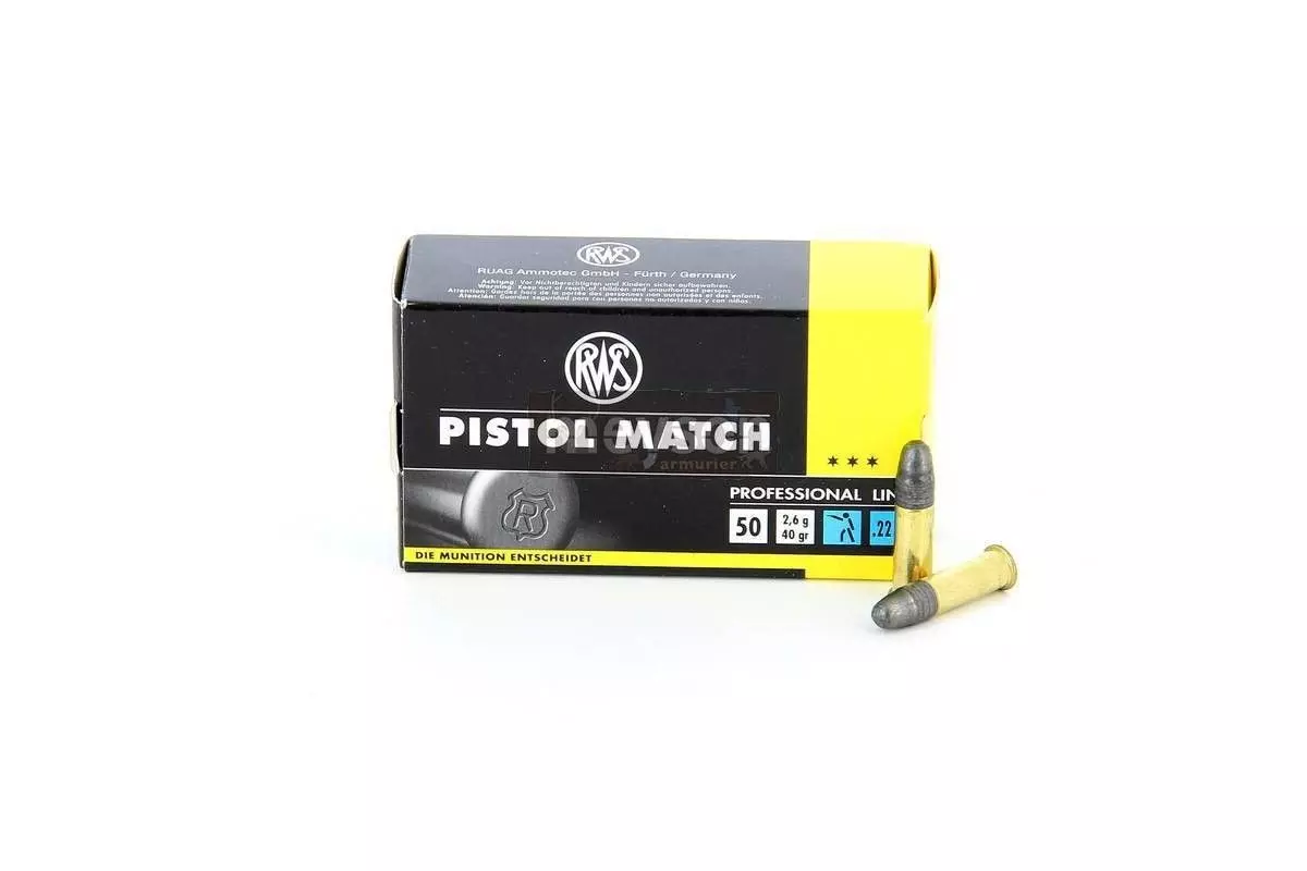 Munitions RWS Pistol Match 22 LR 40 grs boîte de 50 