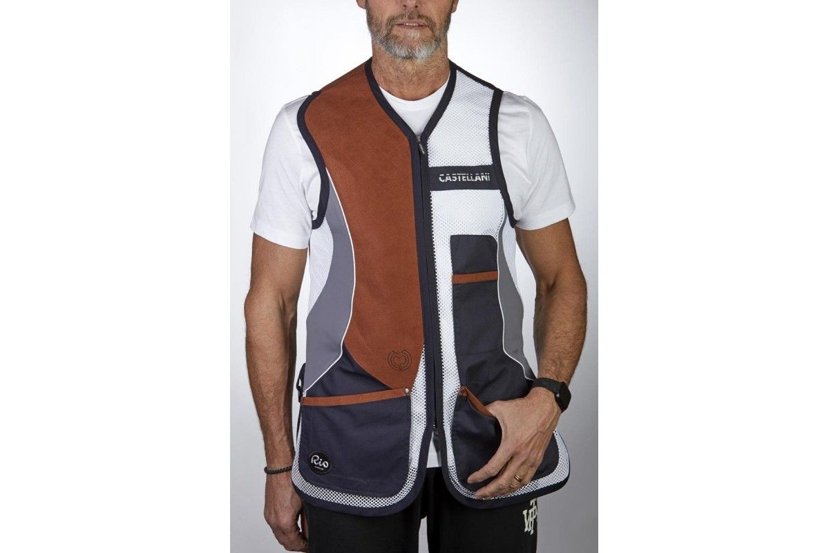 Gilet Castellani Rio Mesh bleu marine et marron 