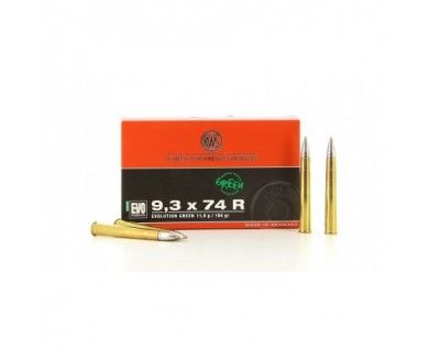 Munitions de grande chasse RWS en calibre 9,3x74 R Evolution Green 11,9g 