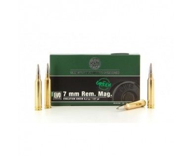 Munitions de grande chasse RWS en calibre 7 mm Rem. Mag Evolution Green 8,2g 