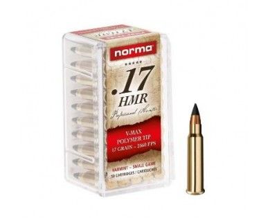 Munitions Norma 17HMR V-MAX 1.1g/17gr X50 