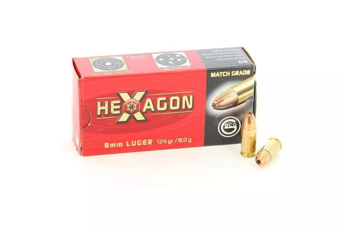 Munitions Geco Hexagon 9x19 mm 124 grs boîte de 50 