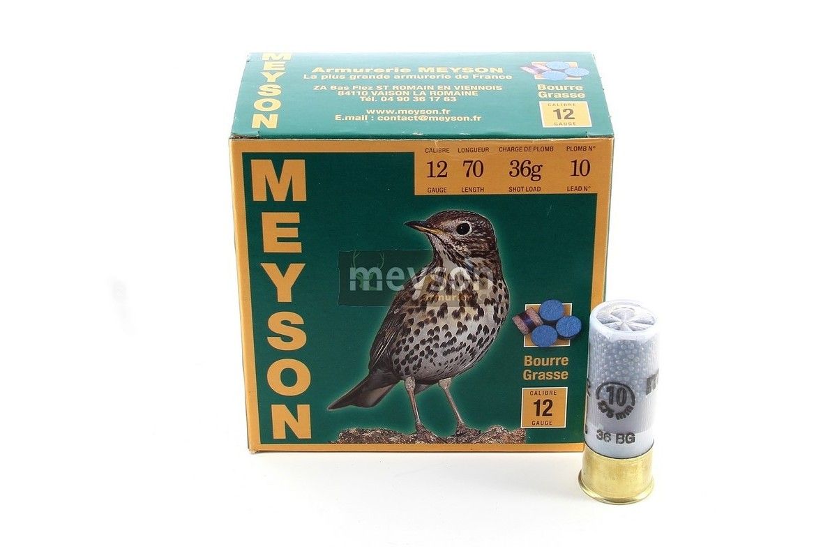 Cartouches Meyson Spécial Grives Bourre grasse 36 grammes Cartouches Meyson Spécial Grives Bourre grasse 36 grammes