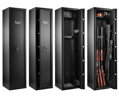 Coffre fort Rietti pour 7 armes 1500x350x330 mm - fermeture 1 clef - Porte et parois 2 mm 