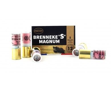 Cartouche Canon Lisse PREVOT Brenneke "S" Magnum 12-76  demi-blindée 