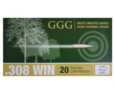 Cartouches GGG calibre 308 Win. HPBT Match 168 grains Sierra 