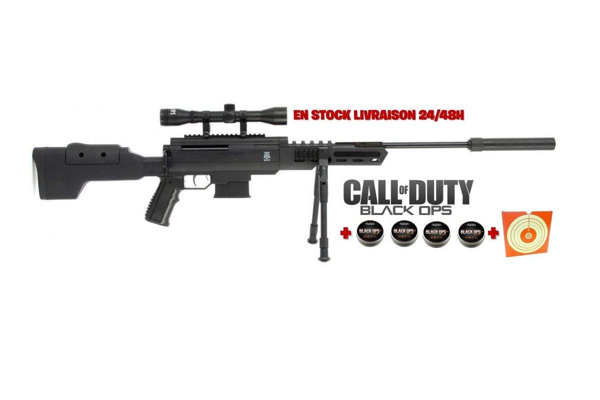 Pack Carabine Black OPS Sniper Tactical 4,5mm 20 Joules - Armurerie Loisir