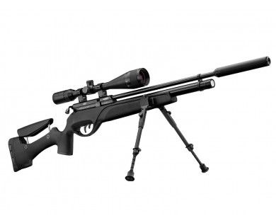 Carabine Gamo HPA PCP synthétique 10 coups calibre 5.5 mm 40 Joules + lunette 6-24x50 + bipied + pompe manuelle 