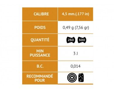 Boîte de 500 plombs Gamo Pro Match Competition calibre 4.5 mm diabolos 