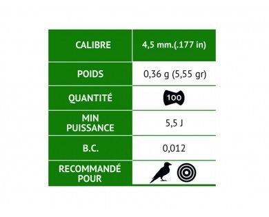 Boîte de 100 plombs Gamo Lethal calibre 4.5 mm diabolos 