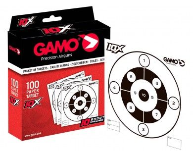 Lot de 100 cibles Gamo 10X cartonnées 14 x 14 cm 