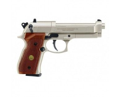 Pistolet Umarex Beretta M92 FS Nickel Wood calibre 4.5 mm diabolo 3,5 Joules 