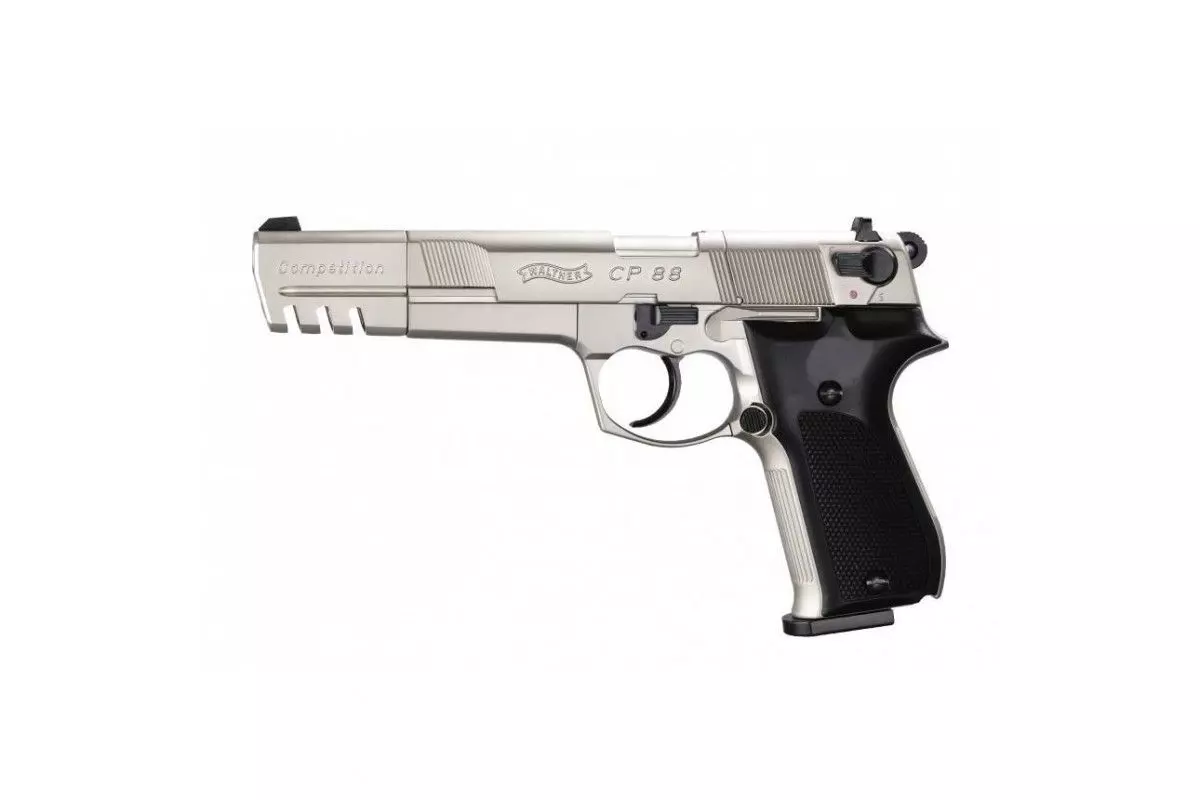 Pistolet Umarex Walther CP88 Competition Nickel CO2 calibre 4.5 mm diabolo 3,5 Joules 