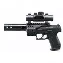 Pistolet Umarex Walther Nighthawk CO2 calibre 4.5 mm diabolo 4 Joules + silencieux + rail + point rouge 