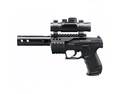 Pistolet Umarex Walther Nighthawk CO2 calibre 4.5 mm diabolo 4 Joules + silencieux + rail + point rouge 