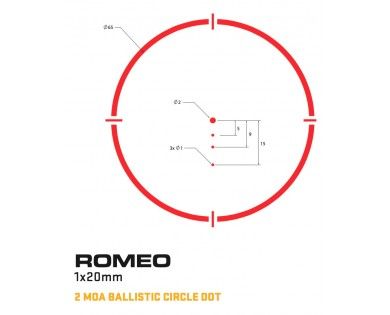 Viseur Sig Sauer ROMEO4H 1x20 Ballistic Circle Dot 2 MOA 