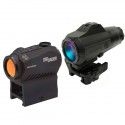 Combo Sig Sauer viseur ROMEO5 1x20 dot 2 MOA & magnifier JULIET3 3x24 montage Picatinny QR basculant PowerCam 90° 