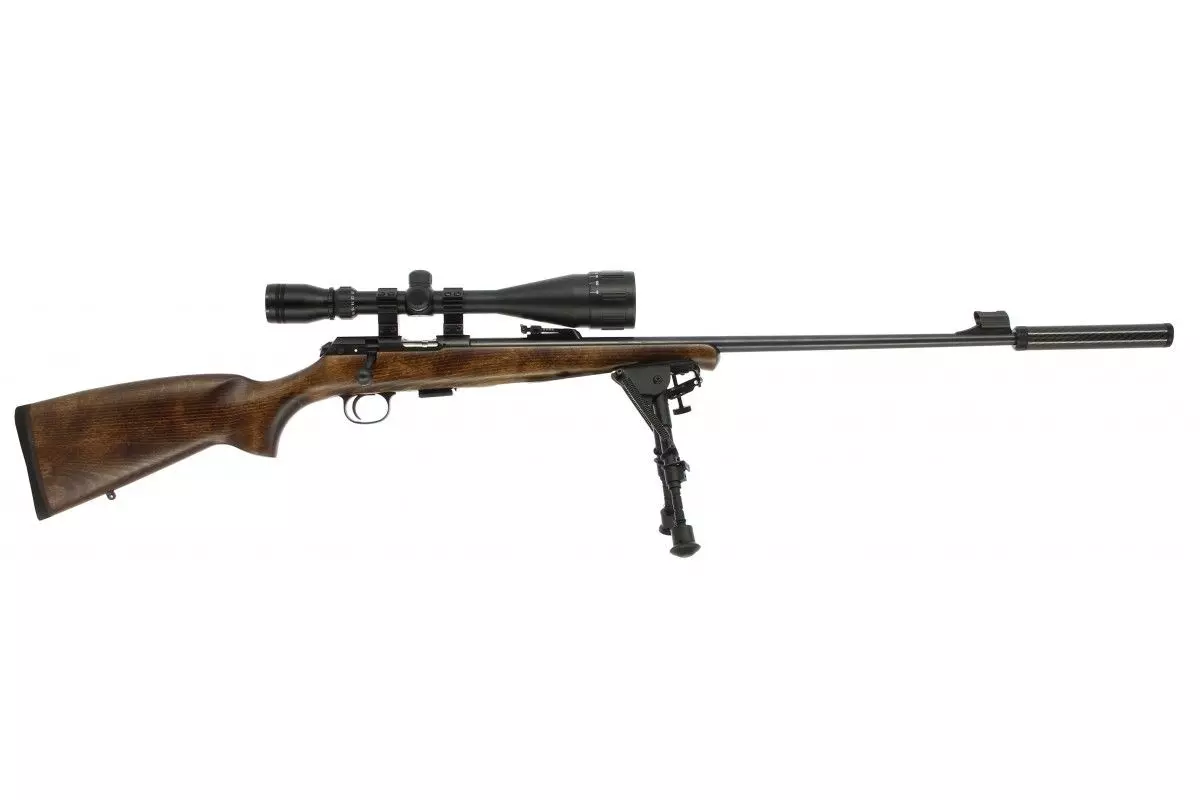 Carabine CZ 457 Training Rifle bois canon 63 cm + Lunette 6-24x50 + Bipied et Silencieux 