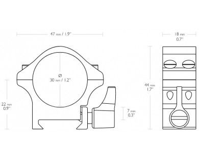 Colliers Hawke Professional 30 mm amovibles acier pour rail Weaver 