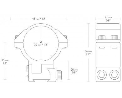 Colliers Hawke Adjustable ±30 MOA alu 30 mm pour rail 9-11 mm 