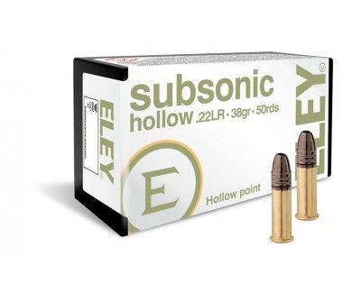 MUNITIONS 22LR ELEY SUBSONIC HOLLOW POINT (tête creuse) 38 grains 
