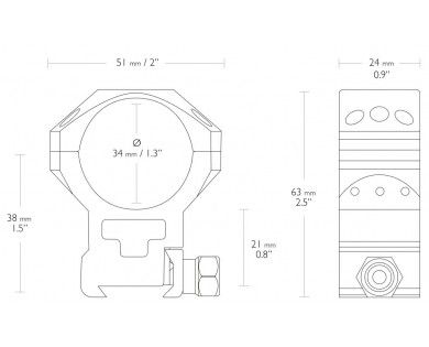 Montages Hawke Tactical 34 mm fixe alu pour rail Weaver 