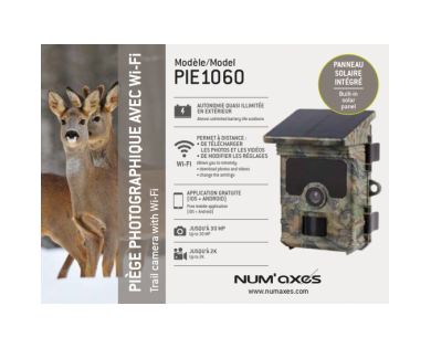 Piège photographique NUM'AXES PIE1060 avec Wi-Fi et panneau solaire intégré 