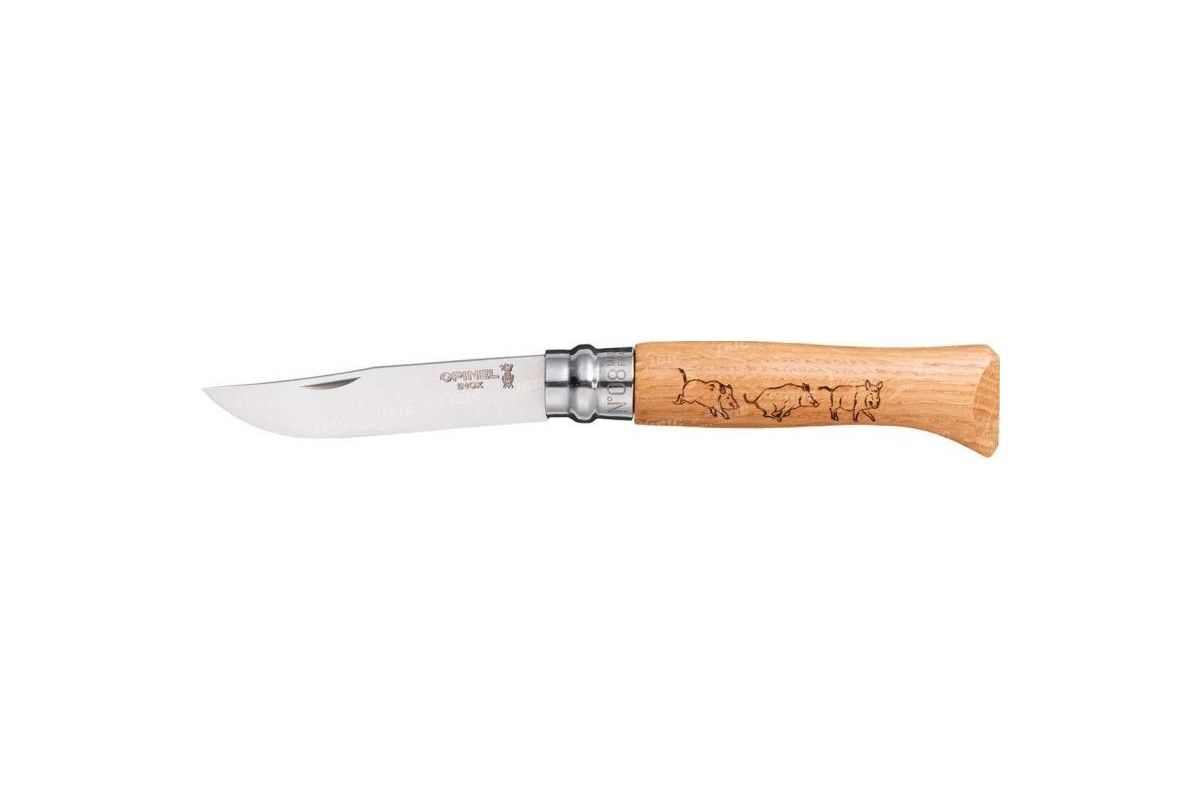 Couteau OPINEL Gravure Sanglier N°8 Lame de 8.5 cm 