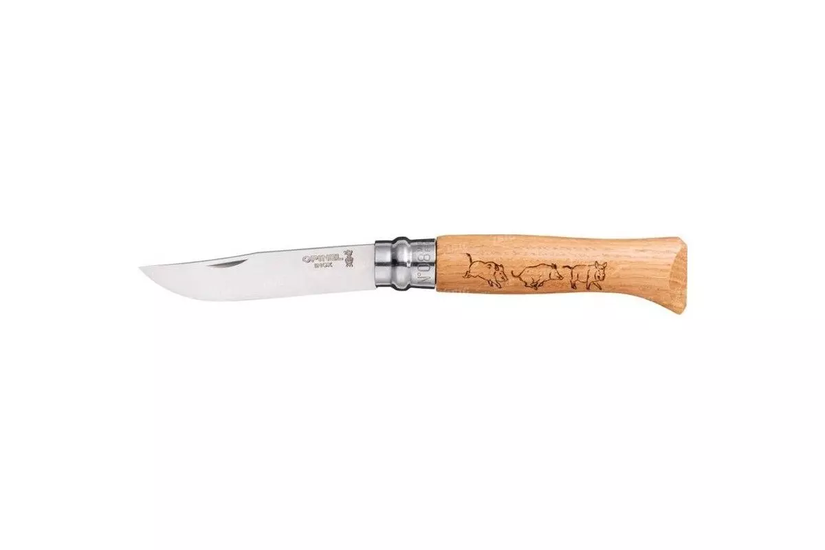Couteau OPINEL Gravure Sanglier N°8 Lame de 8.5 cm 
