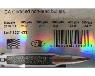 Munitions HORNADY Outfitter CX Calibre 308 Win 165 grains 