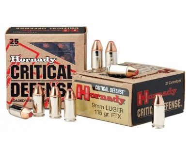 Munitions HORNADY Critical Defense FTX calibre 9mm Luger 115 grains 