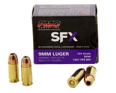 Munitions PMC SFX calibre 9mm Luger 124 grains 