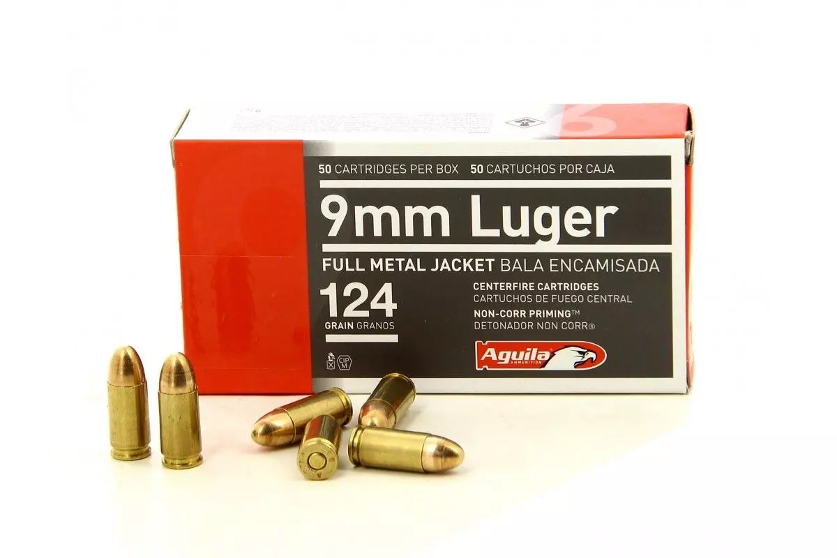 Munitions Aguila calibre 9mm Luger FMJ 124 grains 