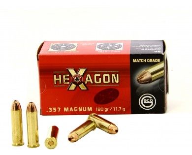 Munitions Geco calibre .357 Mag Hexagon 180 grains 