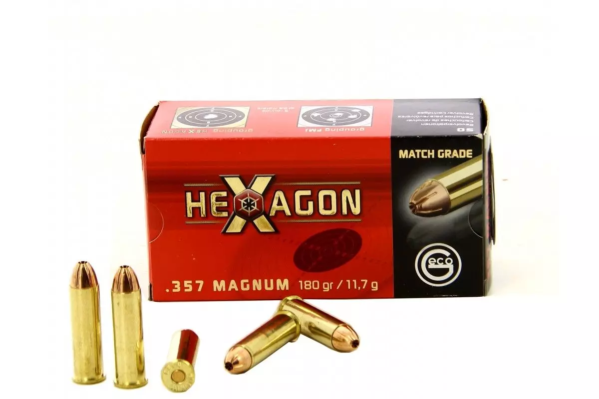Munitions Geco calibre .357 Mag Hexagon 180 grains 