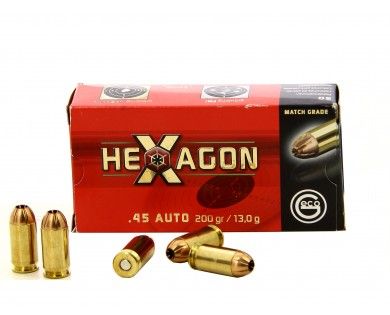 Munitions Geco Hexagon calibre .45 Auto 200 grains 