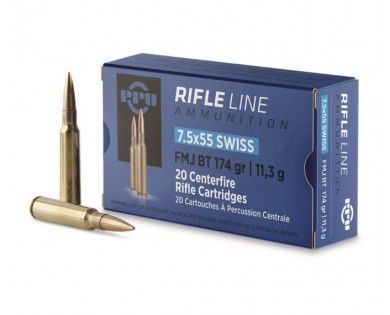 Munitions PPU calibre 7,5x55 Swiss FMJ 174 grains 