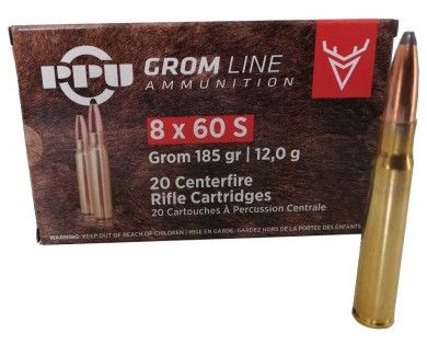 Munitions PPU calibre 8x60 S Grom 185 grains 