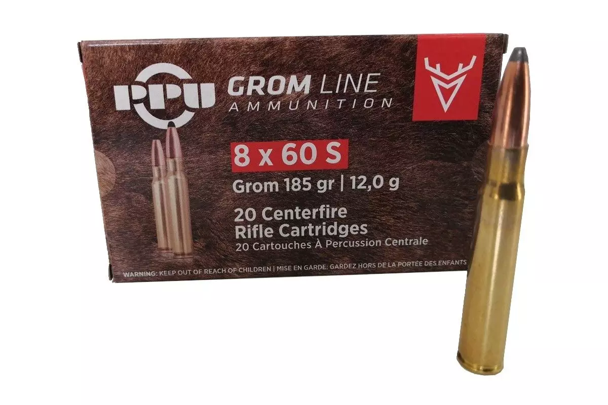 Munitions PPU calibre 8x60 S Grom 185 grains 
