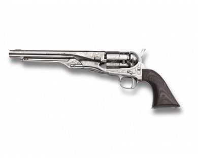Révolver poudre noire Pietta 1860 Colt Army poli blanc gravé acier calibre 44 