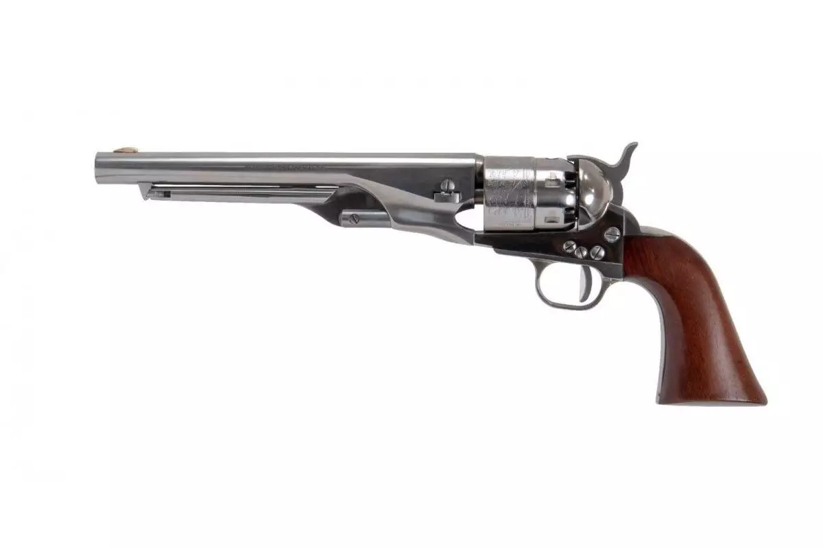 Révolver poudre noire Pietta 1860 Colt Army gravé poignée vernie acier calibre 44 