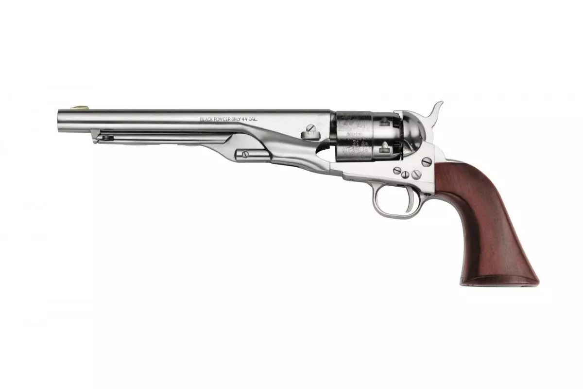 Révolver poudre noire Pietta 1860 Colt Army Old Silver acier calibre 44 