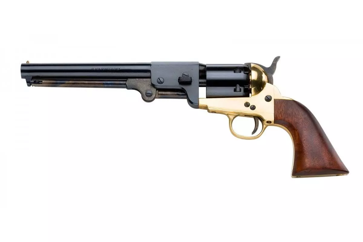 Révolver poudre noire Pietta 1851 Colt Navy Rebnord Confédéré laiton calibre 36 